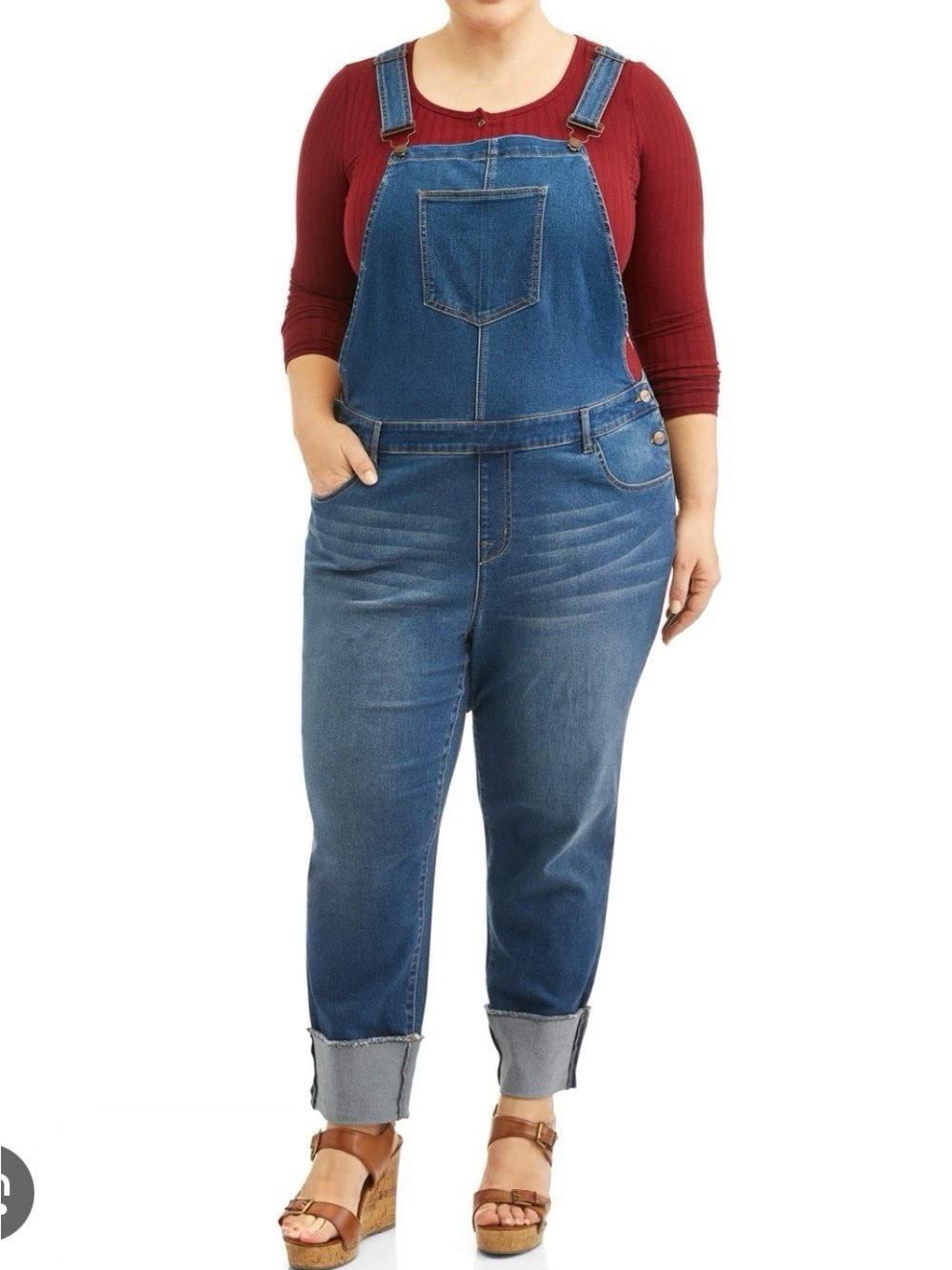 Plus-Size Blue Denim Overalls with Adjustable Straps